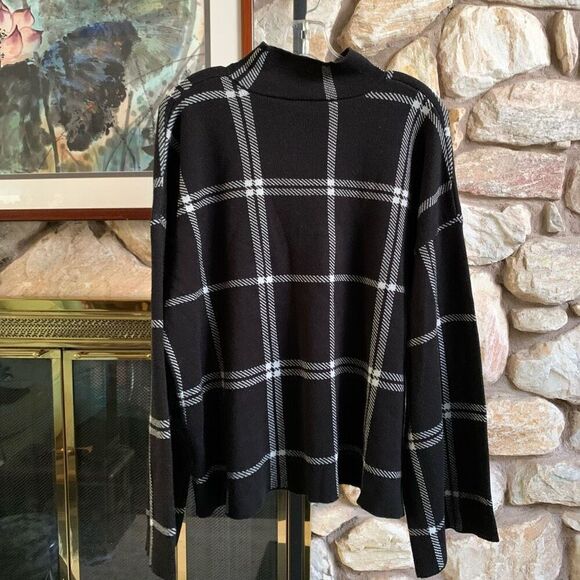 Eloquii womens plus Mock Neck Windowpane Plaid Sweater - Picture 9 of 10